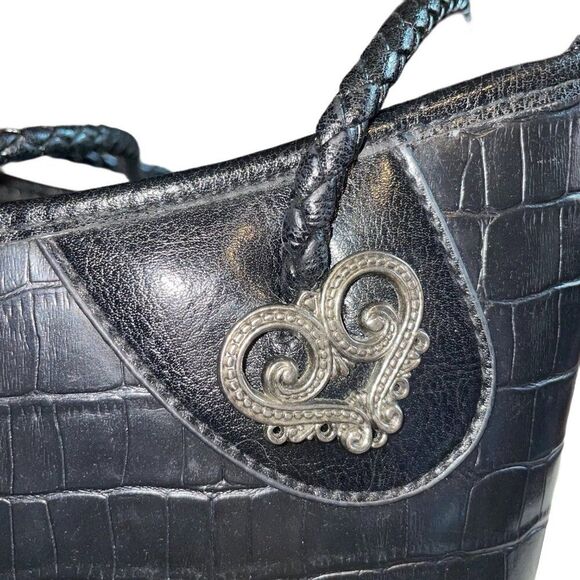 Western Black Crocodile Embossed Shoulder Handbag Purse - Picture 7 of 16